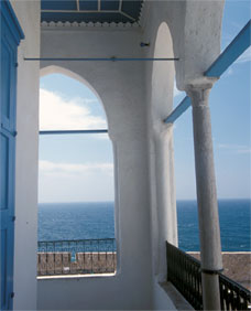 Balcony outside Bahá’u’lláh's room on the second floor of the House of ‘Abbúd. 
