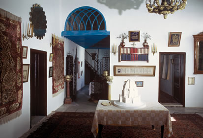 The main hall in the House of ‘Abbúd, now decorated with historical items.