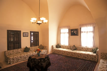 The reception room at the Mansion of Mazra‘ih, where Bahá’u’lláh often received guests.