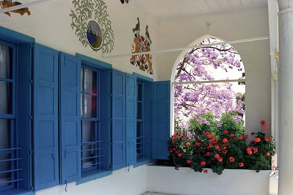 At left is the room where Bahá’u’lláh greeted many of His guests. It is also the room in which He passed away, in 1892.